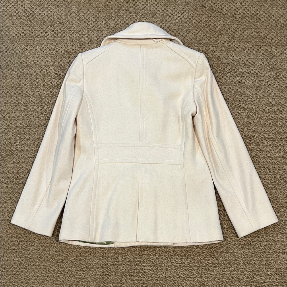 Vintage J. Crew Pea Coat size Small Cream Wool Blend Preppy Classic - Picture 3 of 17